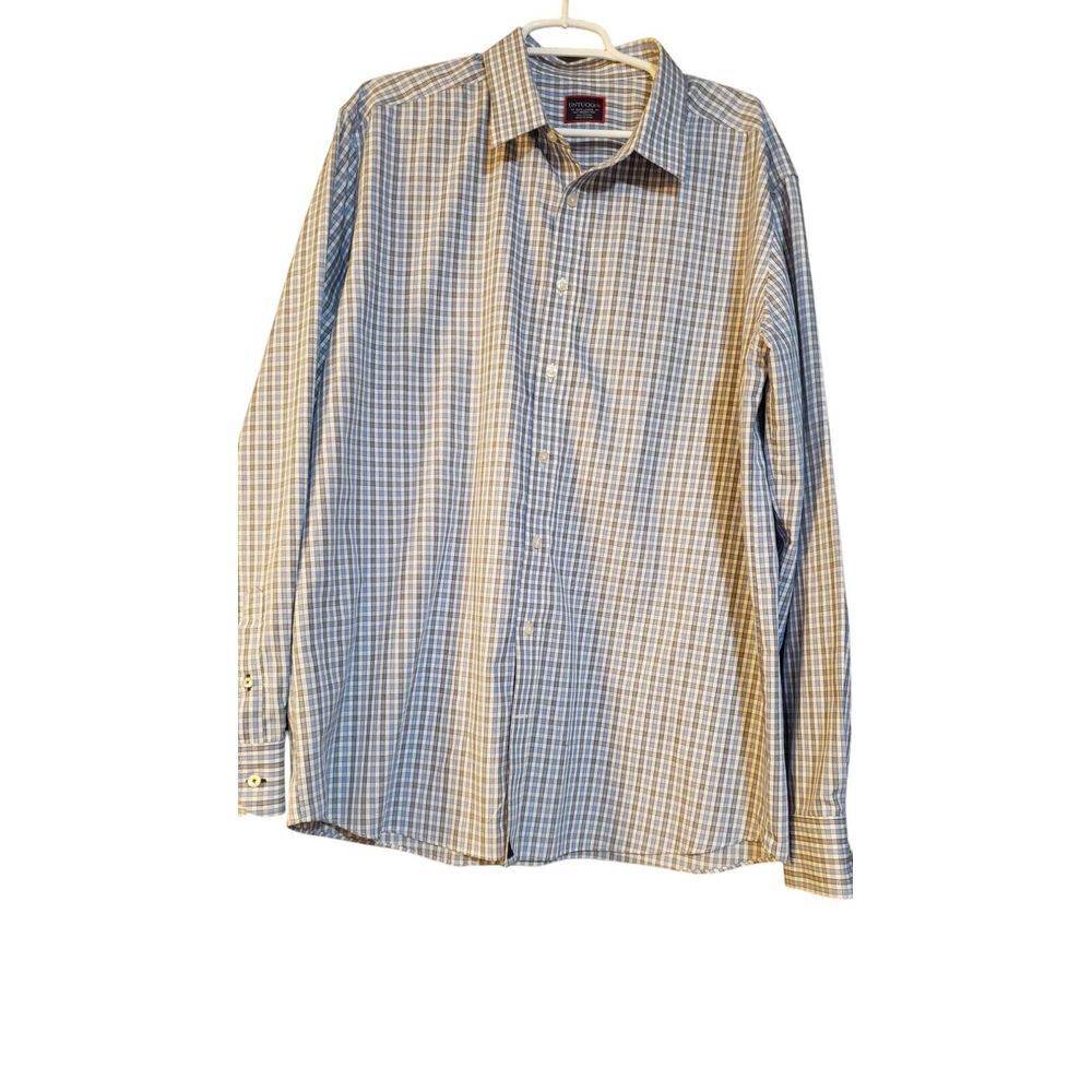 UNTUCKit Long Sleeve Plaid Check Button Shirt Blues Men's XXX large Tall Cotton
